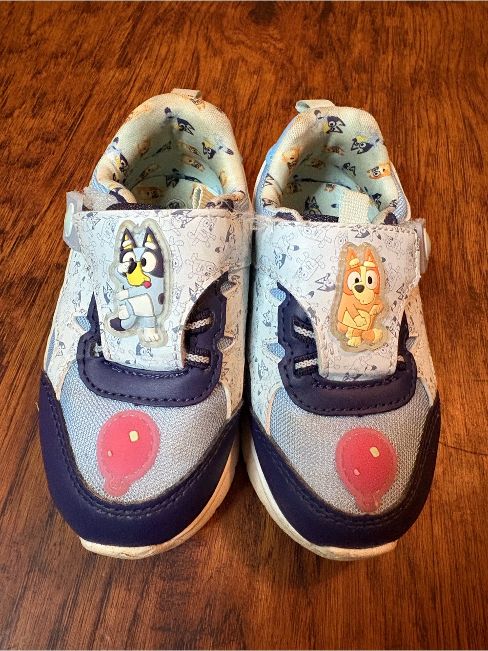 Light Blue Kids Sneakers with Bluey Accents Characters